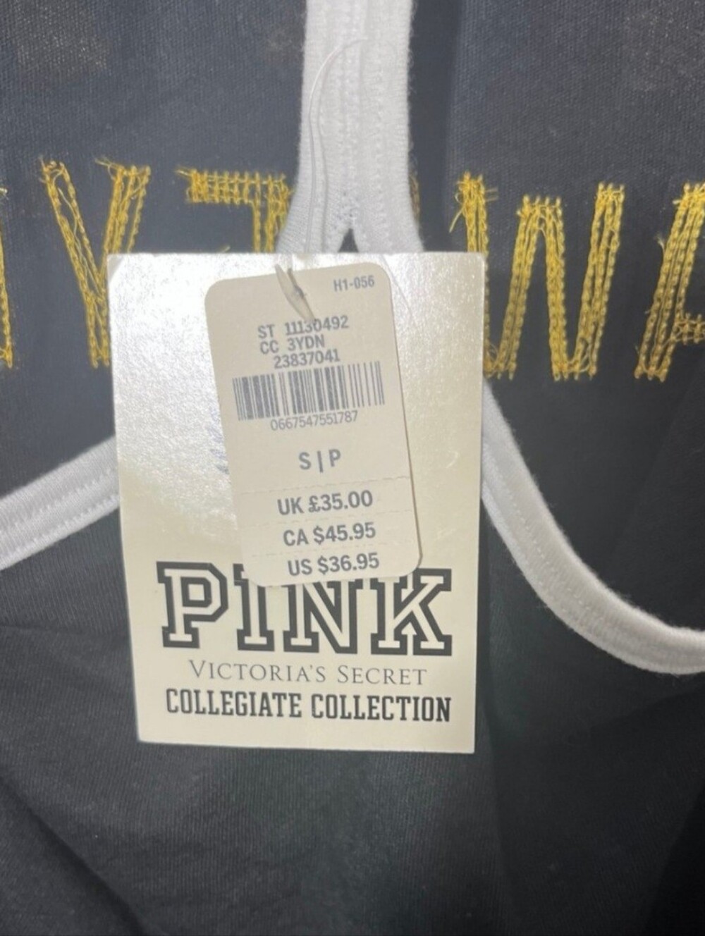 💙NWT💜 VICTORIA'S SECRET VS PINK BLING IOWA HAWKEYES COLLEGIATE TANK TOP XL - Picture 2 of 3